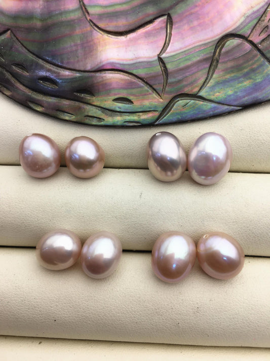 2 pairs AAA 10mm Purple Nugget baroque loose pearl pairs for dangle earrings - 0.9mm top half hole - ZS-103-37-36