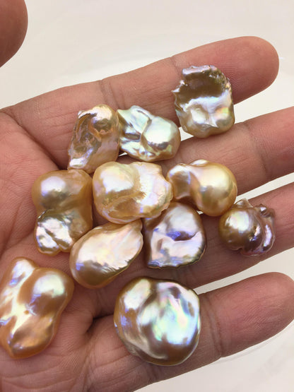 11pcs AAA 13-20mm natural color rainbow baroque freshwater pearls,no hole,ZS-127-T9