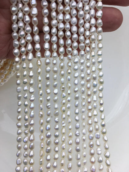 AAA 4-4.5mm Tiny white nugget freshwater pearls,irregular nugget freshwater pearl strand,LM4-3A-4