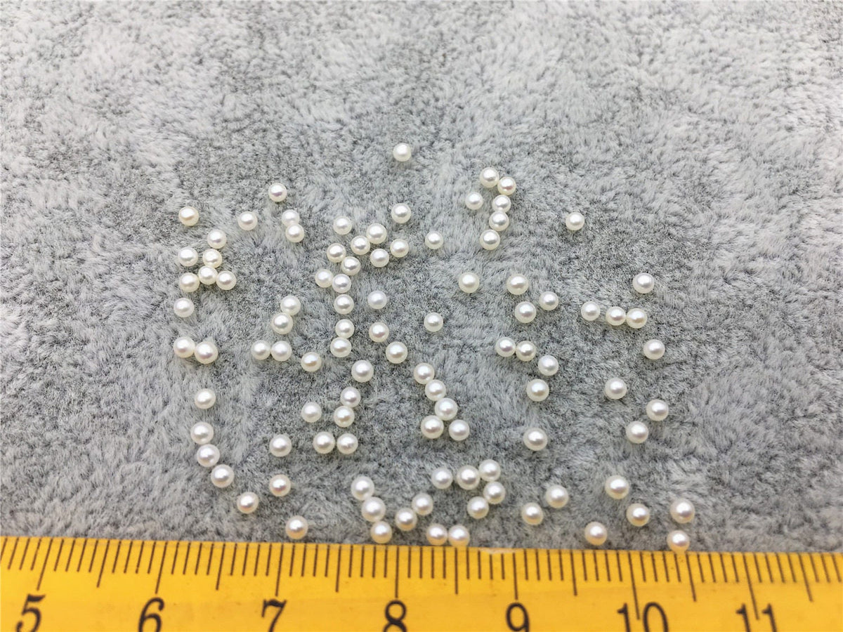 5pcs AAAA 2-2.2mm white round seed freshwater pearls,no hole,tiny pearl supply,good quality,through hole,RP2-4A-1