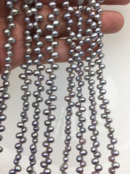 AAA 4-4.5mm gray rice freshwater pearls,Cultured white rice freshwater pearls beads strand,Valentine's Day gift,LR4-3A-47