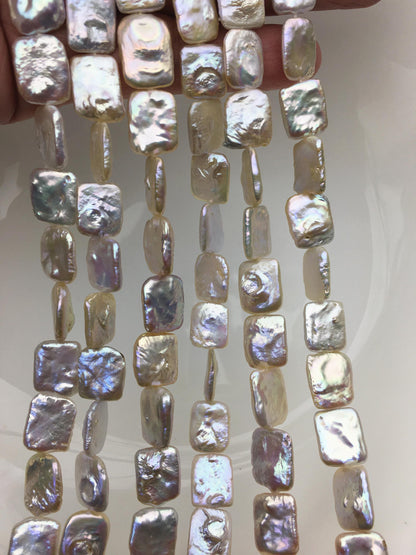 AAA 11-13x15-17mm Natural Color Rectangle Block Freshwater Pearl,ZS-119-34
