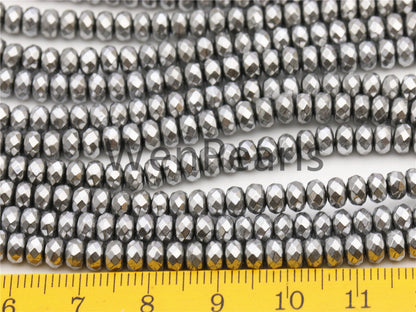 Hematite silver Gray,3x4mm Rondelle Beads,AAA, 125 beads,15.5 inches,G50-B34-002