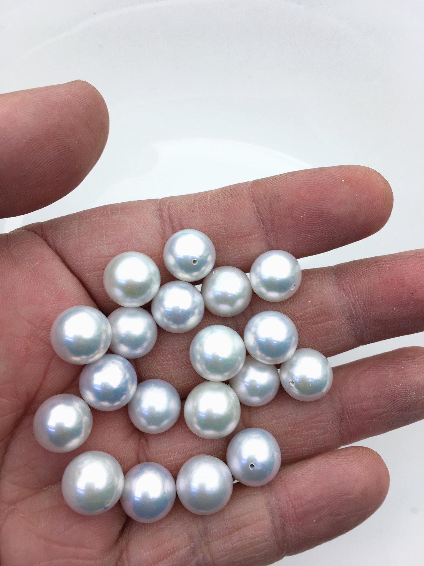 High Luster!12pcs AAA 11-12mm white round freshwater pearl pair,half hole,RP11-3A-10