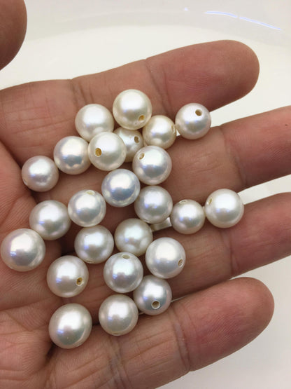 20pcs AAA/AA+ 9-10mm white round freshwater pearls,2.2mm large hole,RP9-T1