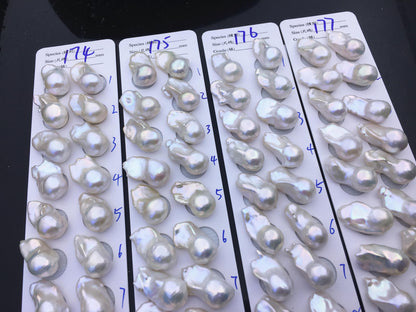 AAA 13-15x18-22mm White Flame ball Pearl Pairs - large Baroque freshwater pearl pairs,top half hole,FL15-3A-8-71