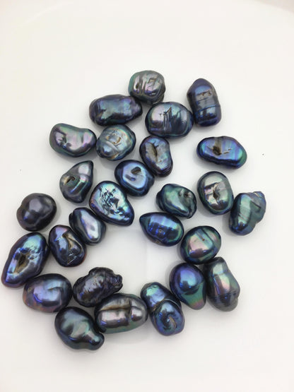 27pcs AA 10-13mm black blue green baroque freshwater pearls, no hole,ZS-T37