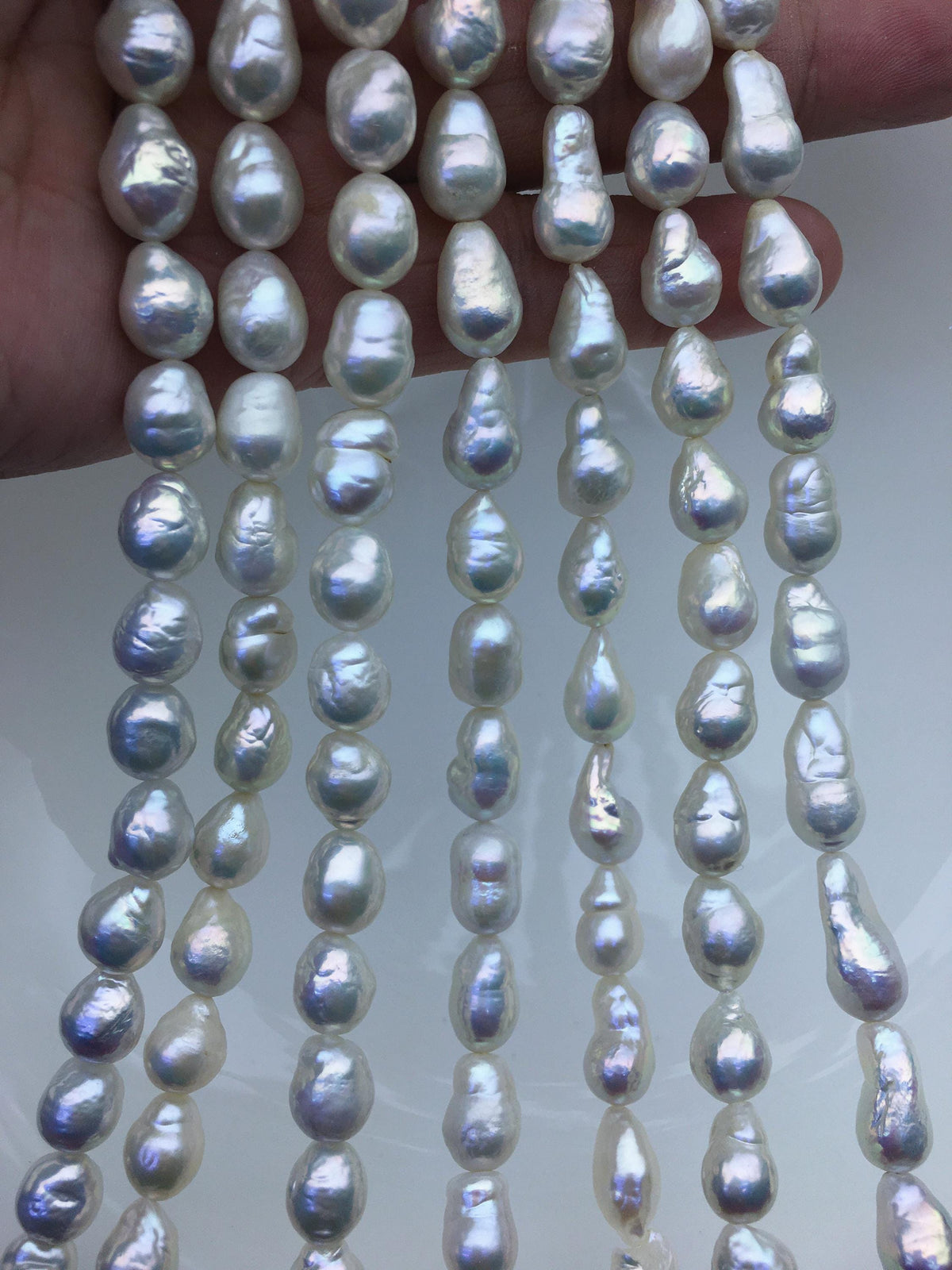 AA+ 7-9mm white baroque drop Edison Freshwater Pearl,ED12-2A-5-40