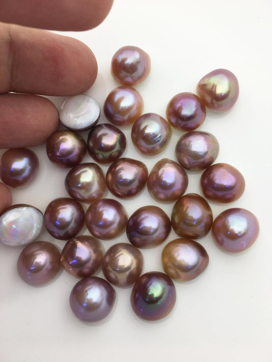 26pcs AAA 12-13mm Baroque Mabe Natural Purple Rainbow Freshwater Pearls,no hole,MB-T48
