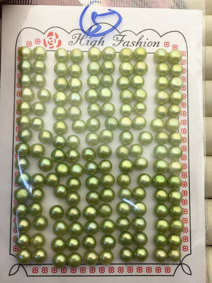 75 pairs AAA 5-6mm green button round freshwater pearl,WHOLESALE,design for earrings,design for stud earrings,BTN5-T1