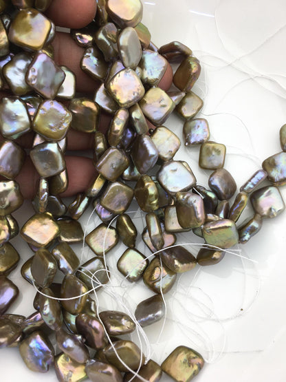AA+ 10-14mm bronze square Shape Freshwater Pearl,ZS-113-3