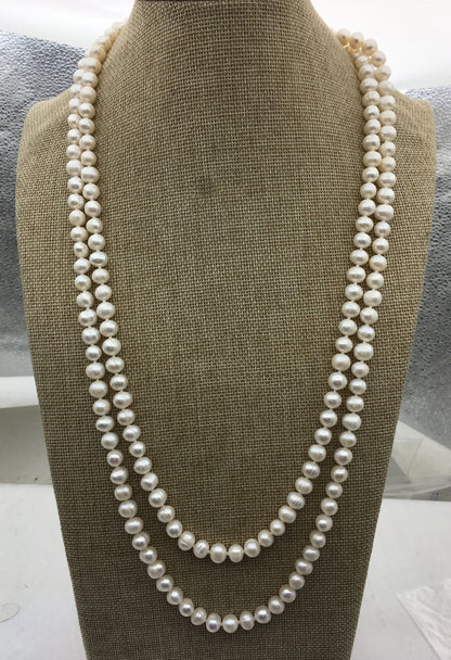 58'' 8mm white potato Freshwater Pearl Necklace,NPN1-049