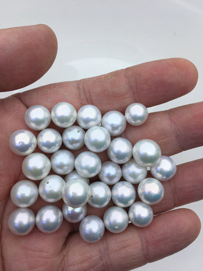 High Luster!10pcs AAA 10-11mm white round freshwater pearls,0.9mm half hole,RP10-3A-5