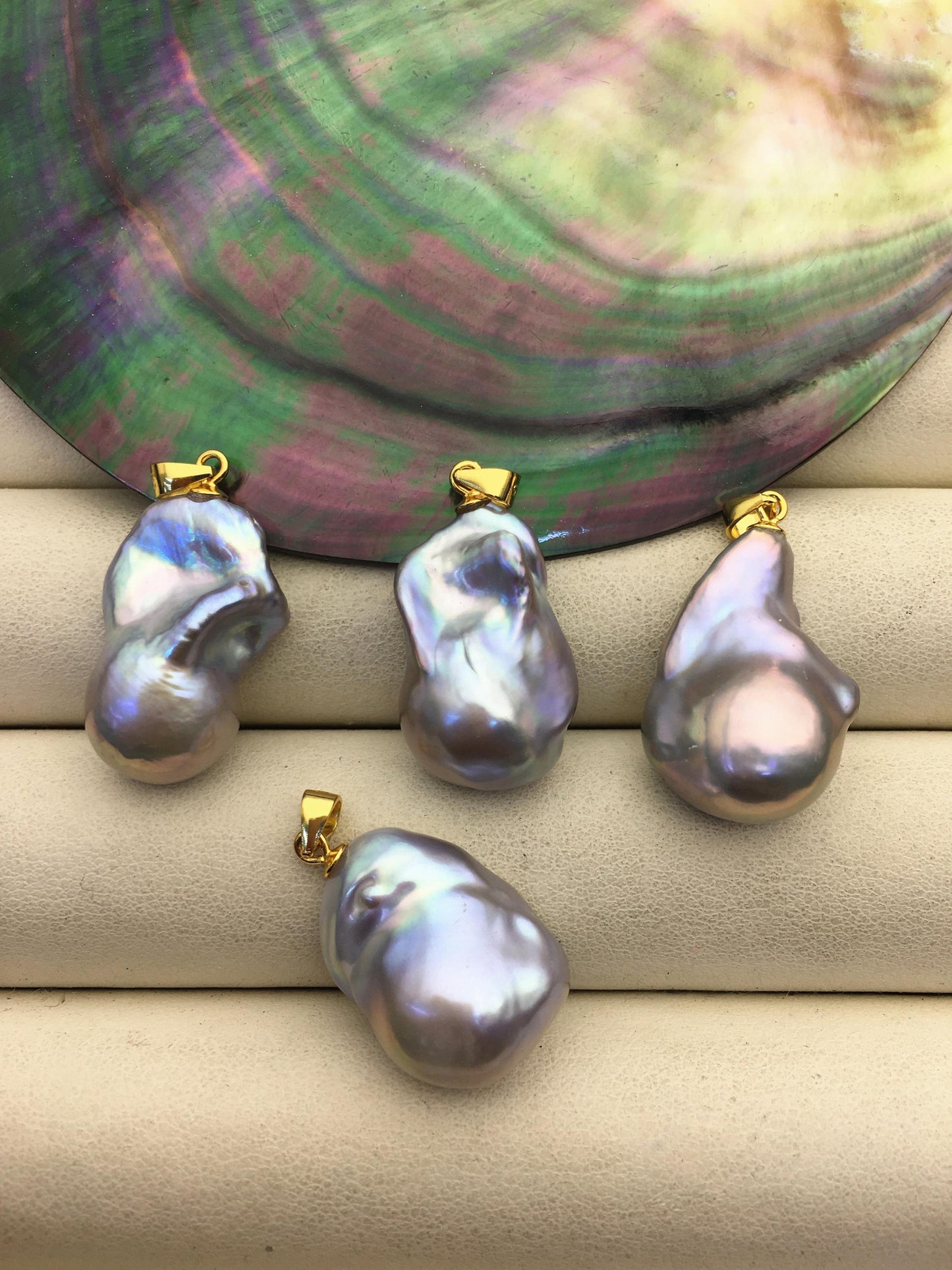 3pcs AAA 12-15mm Gray baroque pearl pendant necklace,S925 Sterling silver pendant,NC1-041-11