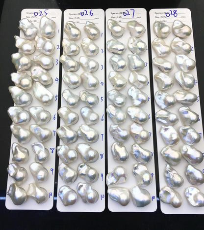 1 pair AAA 15-18x20-27mm White Flame ball Pearl Pairs - large Baroque freshwater pearl pairs,Fire Ball Pearl,FL15-3A-8-32