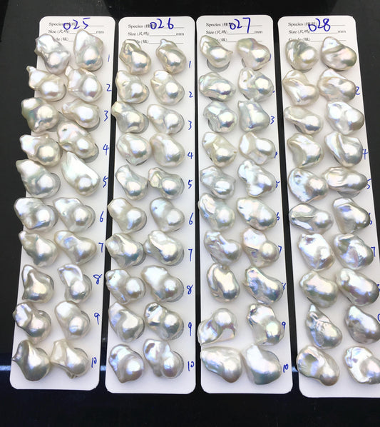 1 pair AAA 15-18x20-27mm White Flame ball Pearl Pairs - large Baroque freshwater pearl pairs,Fire Ball Pearl,FL15-3A-8-32
