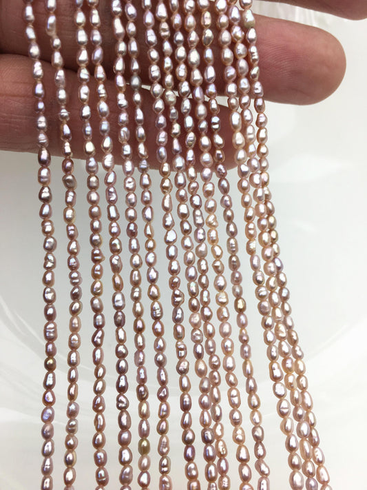 AA+ 2.3-2.5mm purple rice pearls,full strand,oval loose pearl beads,diy pearl,genuine pearl,Cultured pearl,diy pearl beads,LR2-T3