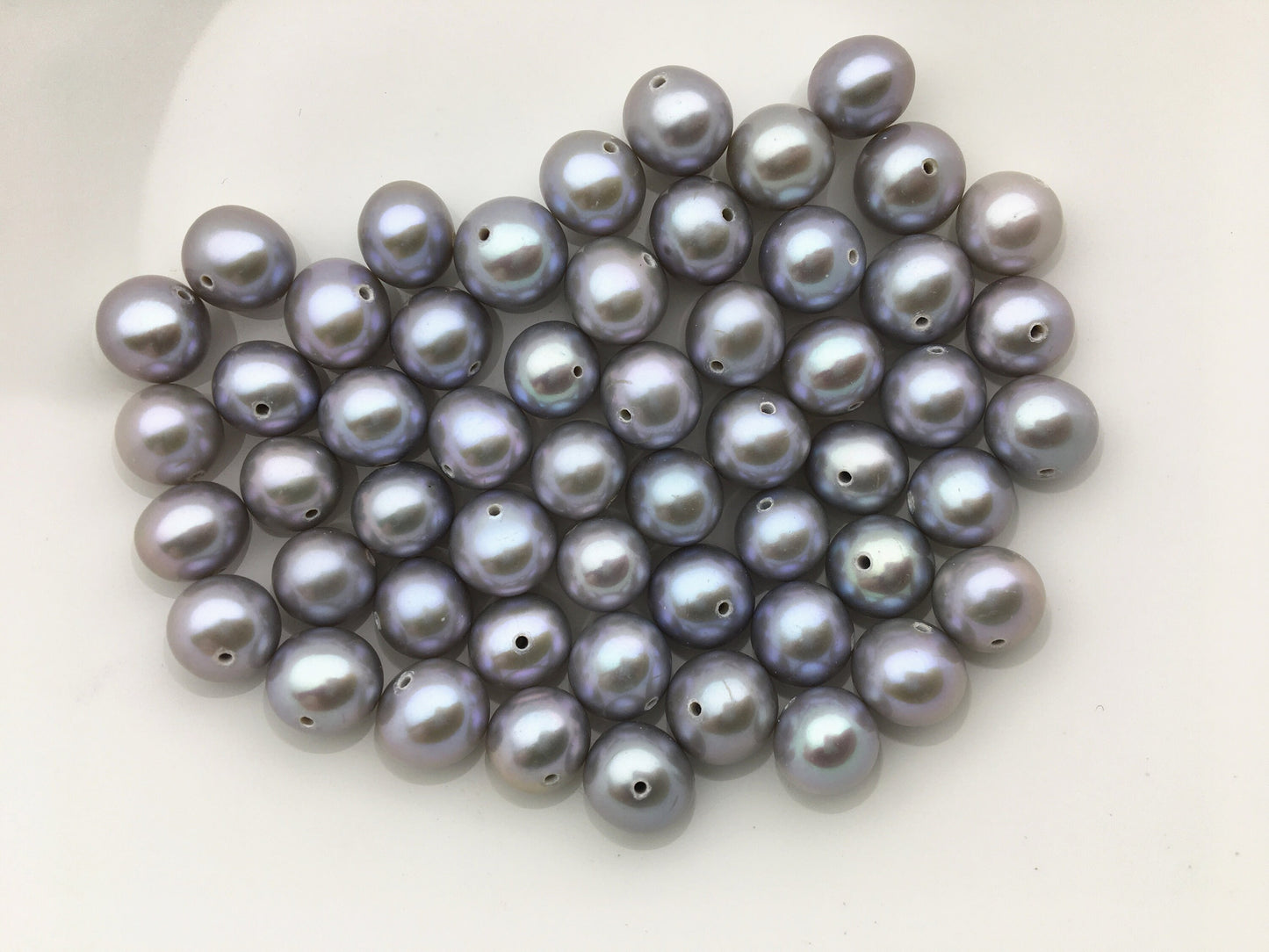 10pcs AAA+ 6.4-7.3mm gray near round freshwater pearls,0.7mm through hole,RP7-T6