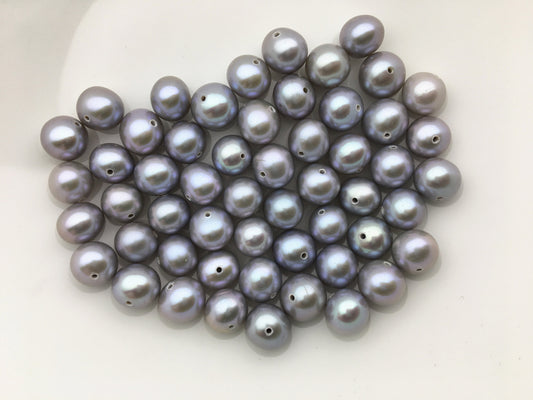 10pcs AAA+ 6.4-7.3mm gray near round freshwater pearls,0.7mm through hole,RP7-T6