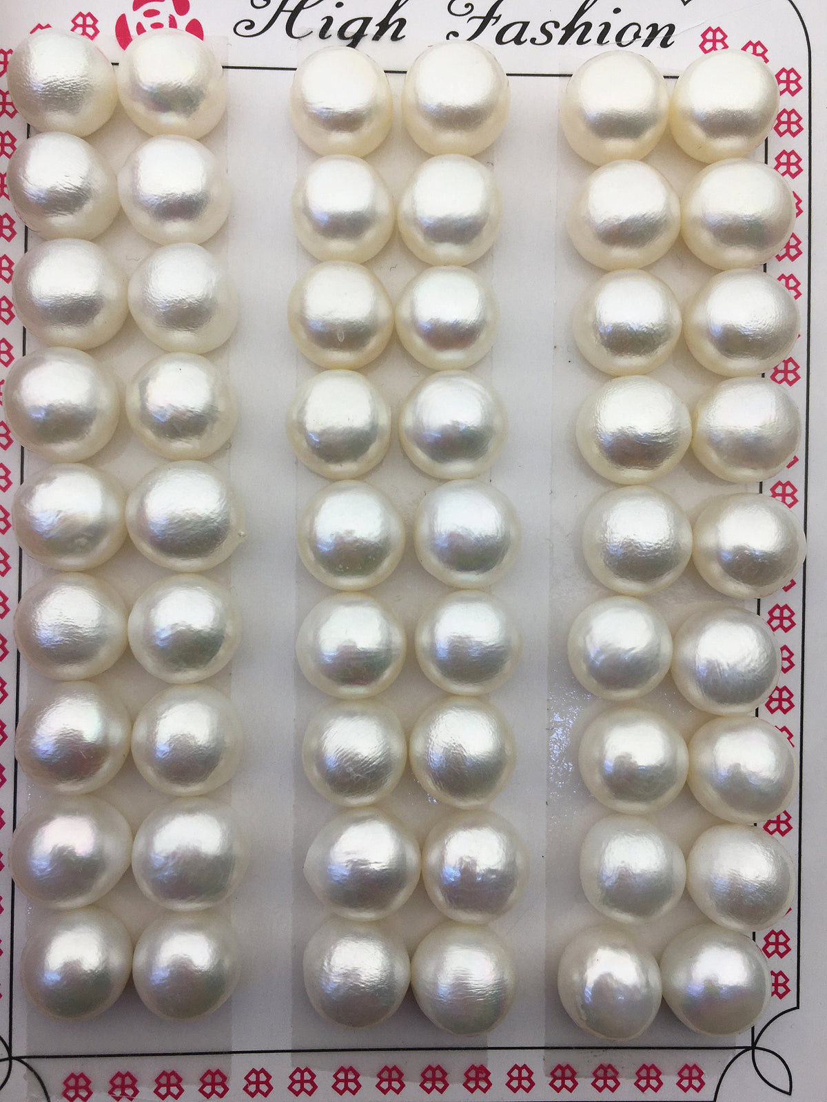 2 pairs AAA 9-9.5mm thick skin button round freshwater pearls pairs,half drilled,BTN9-T5
