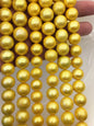 15.5'' AA 12-15mm yellow gold round baroque Edison Freshwater Pearl,ED13-2A-1