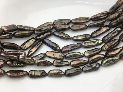 AA+ 11-13mm big black thick biwa Pearl Necklace,Genuine Fresh Water Pearl,Wedding Necklace,Mothers Day,ZS-80-10-12