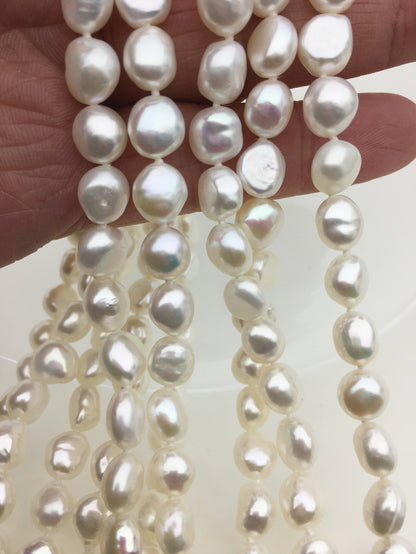 17'' AAA 7.3-8.4mm white freshwater pearl Necklace,Wedding Necklace, Love, Mothers Day,Happiness,NPN1-048