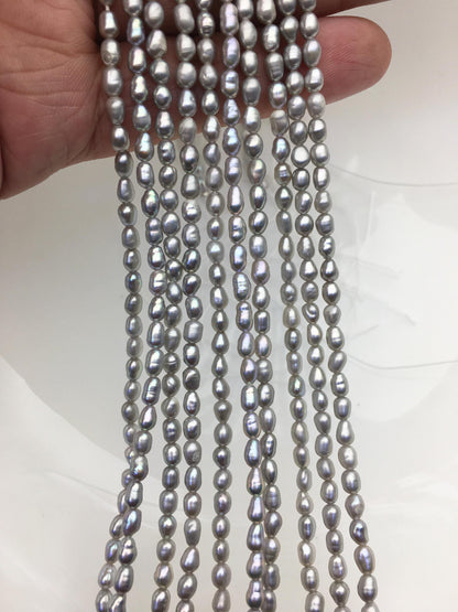AA+ 3-4mm gray rice pearls,diy pearl,genuine pearl,Cultured pearl,diy pearl beads,LR3-2A-20