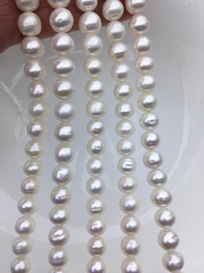 AA+ 9.4-10.3mm white button freshwater pearls,full strand,Rondelle pearl Beads,loose freshwater pearl,SM10-2A-5