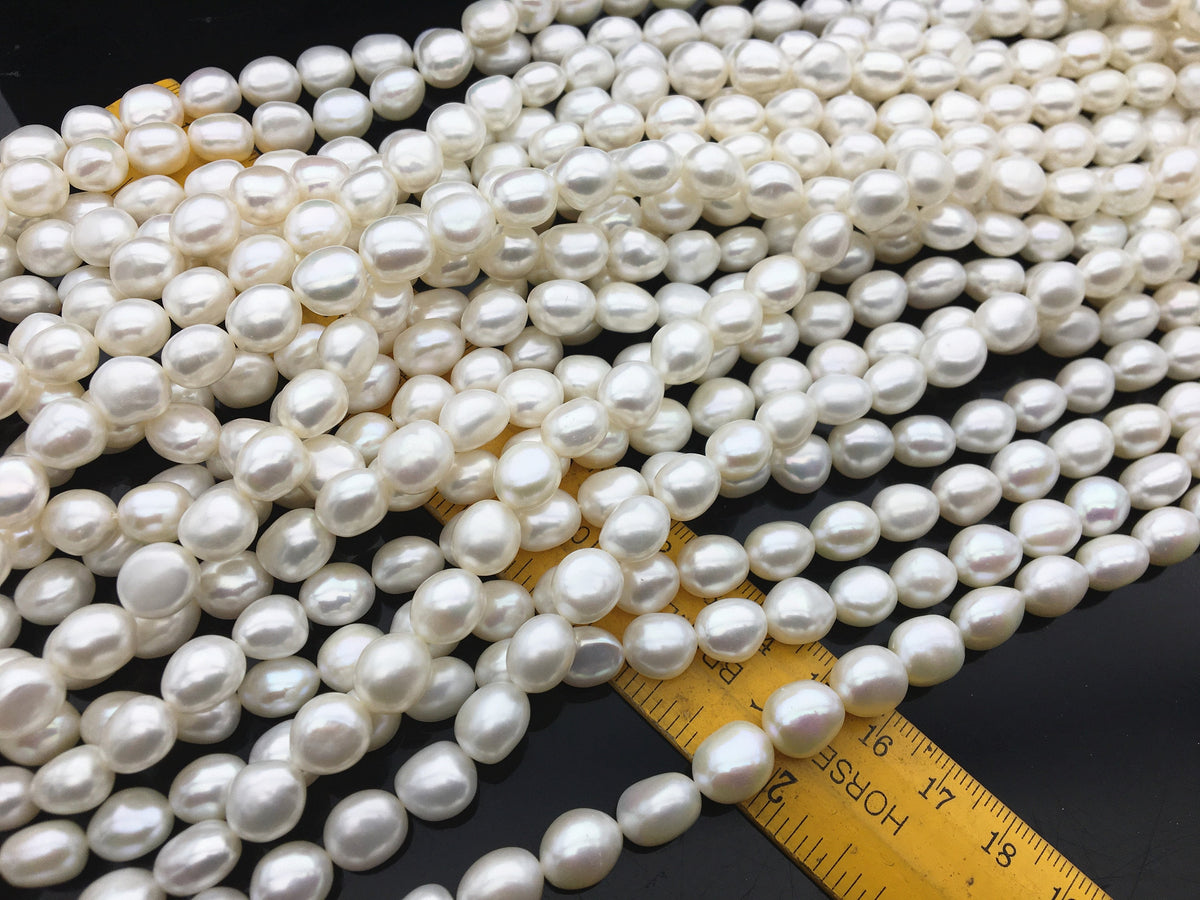 AAA+ 8.4-9.3mm white nugget freshwater pearls, high luster,baroque pearl necklace,LM9-T8