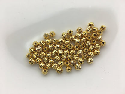 50pcs 4mm Yellow Gold Round Gold Beads,copper plated 18k solid gold,AAL-003-8