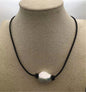 AAA White big Baroque Pearl necklace,Leather Pearl Choker,Pearl Leather Necklace,White Freshwater pearl,Black Leather Pearl necklace,Le1-081