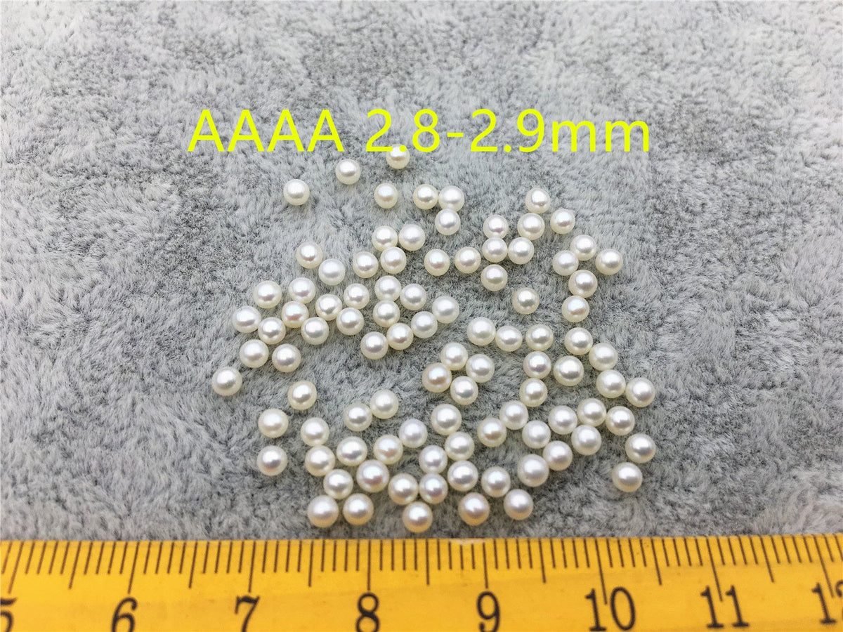 AAAA 2.8-3mm white round seed freshwater pearls,no hole,tiny pearl supply,good quality,through hole,RP2-4A-4