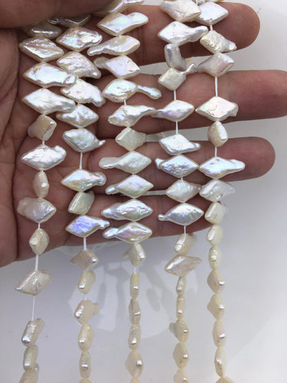 AA+ 8-9mm White diamond Shape Freshwater Pearl,ZS-119-30