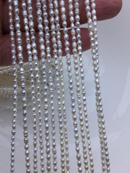 AA 2.5-3mm white rice freshwater pearls,genuine pearl,Cultured pearl,diy pearl beads,LR2-T4