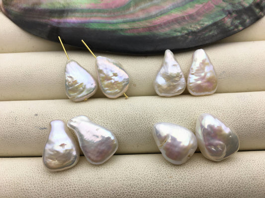 1 pair AA+ 11-12x14-17mm White Triangle Shape Freshwater Pearl White loose Beads Piar,wholesale,ZS-103-37-46
