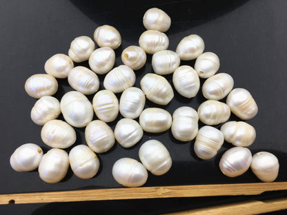20pcs AA 11.5-13mm white rice pearls,2.2mm large hole,Cultured white freshwater pearls beads,LR12-2A-3