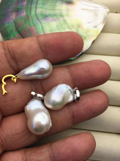 1pc AAA 12-15mm white baroque pearl Feather pendant necklace,S925 Sterling silver pendant,NC1-041-9