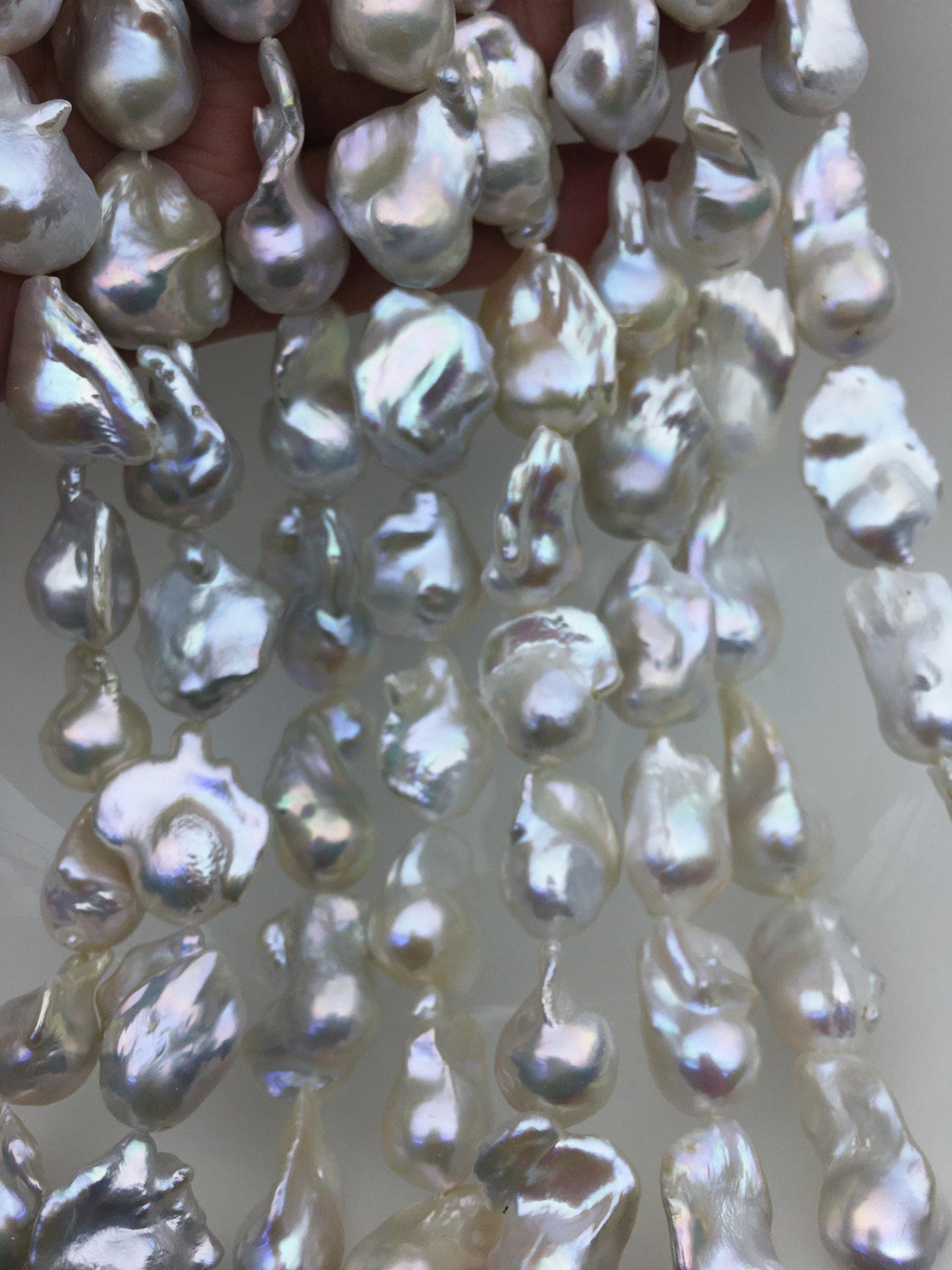 15.5'' AAA 14-17mm White flame ball pearl,FL15-3A-7-7