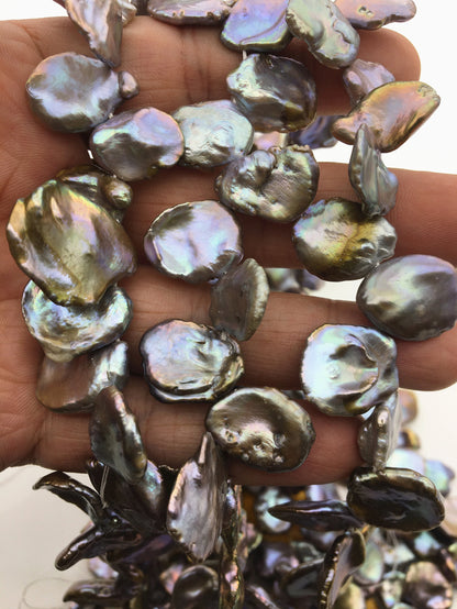 AA+ 12-16x13-17mm Gray Bronze Keshi Pearls,high luster,good quality,wholesale price,baroque pearl,keshi pearl strands,ZS-129-9-7