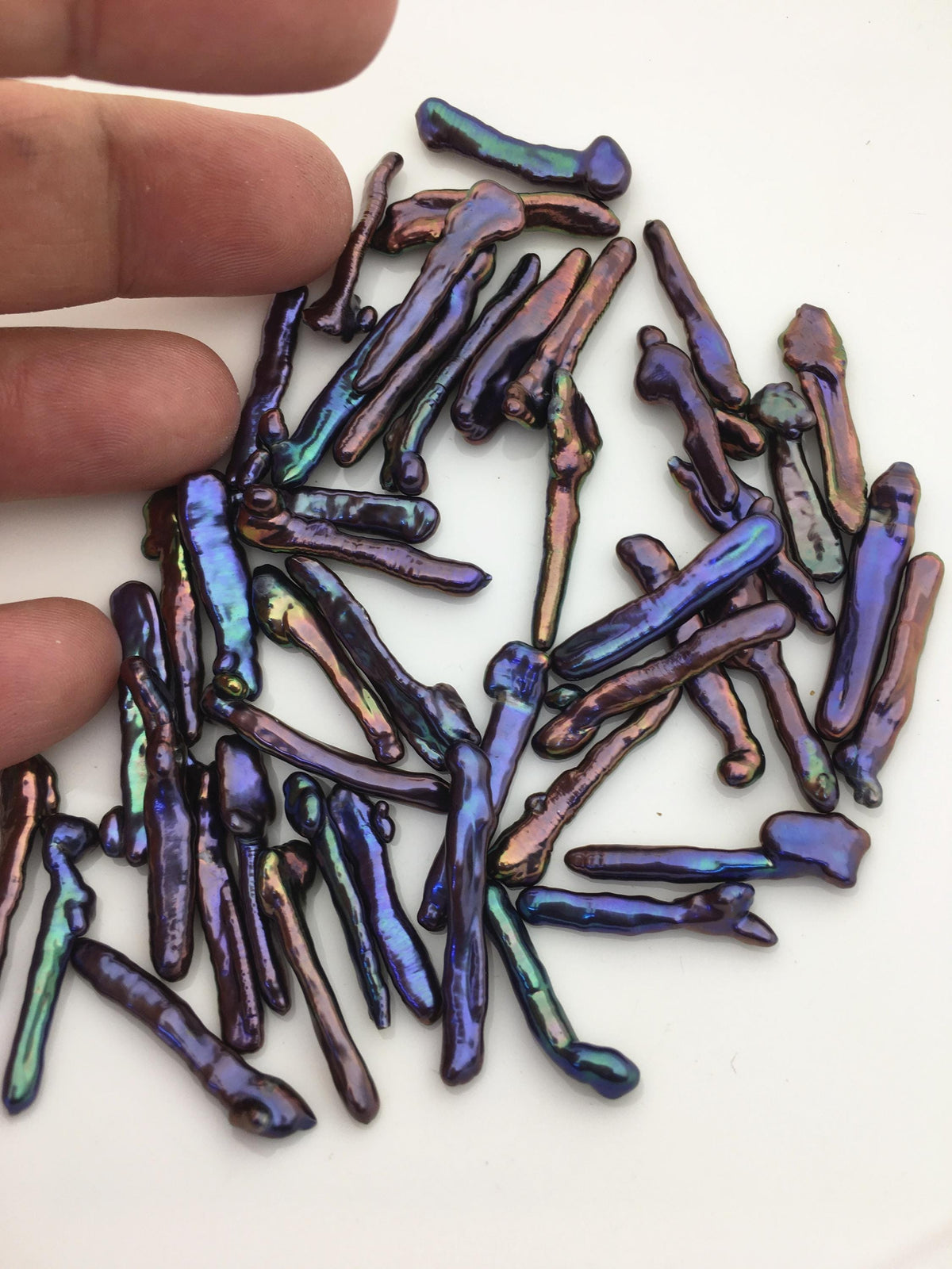 45pcs AAA 3-6mm black blue biwa keshi Freshwater Pearls, no hole,ZS-80-1-28
