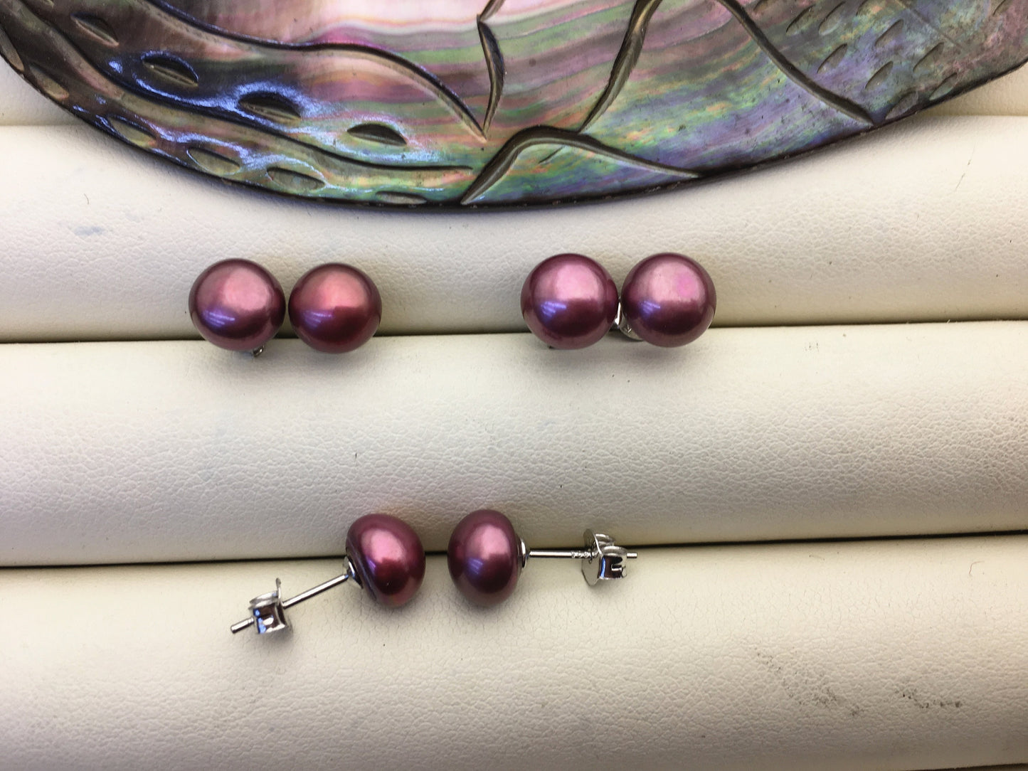 AAA 8-8.5mm red Brown Freshwater Pearl Stud Earrings, pearl earrings,Wedding,classic pearl studs,SE1-062