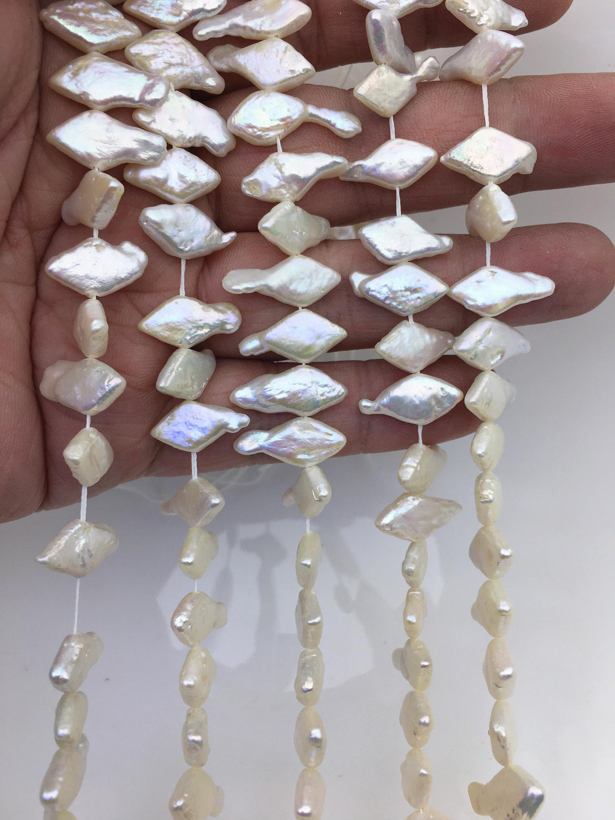 AA+ 8-9mm White diamond Shape Freshwater Pearl,ZS-119-30