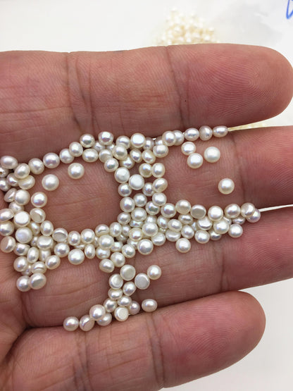 30pcs AAA 3-3.5mm White Seed Button freshwater Pearls,no hole,BTN3-T3