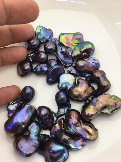 16pcs AA+ 17-22mm blue black flame ball pearl,no hole,FL15-T4-27