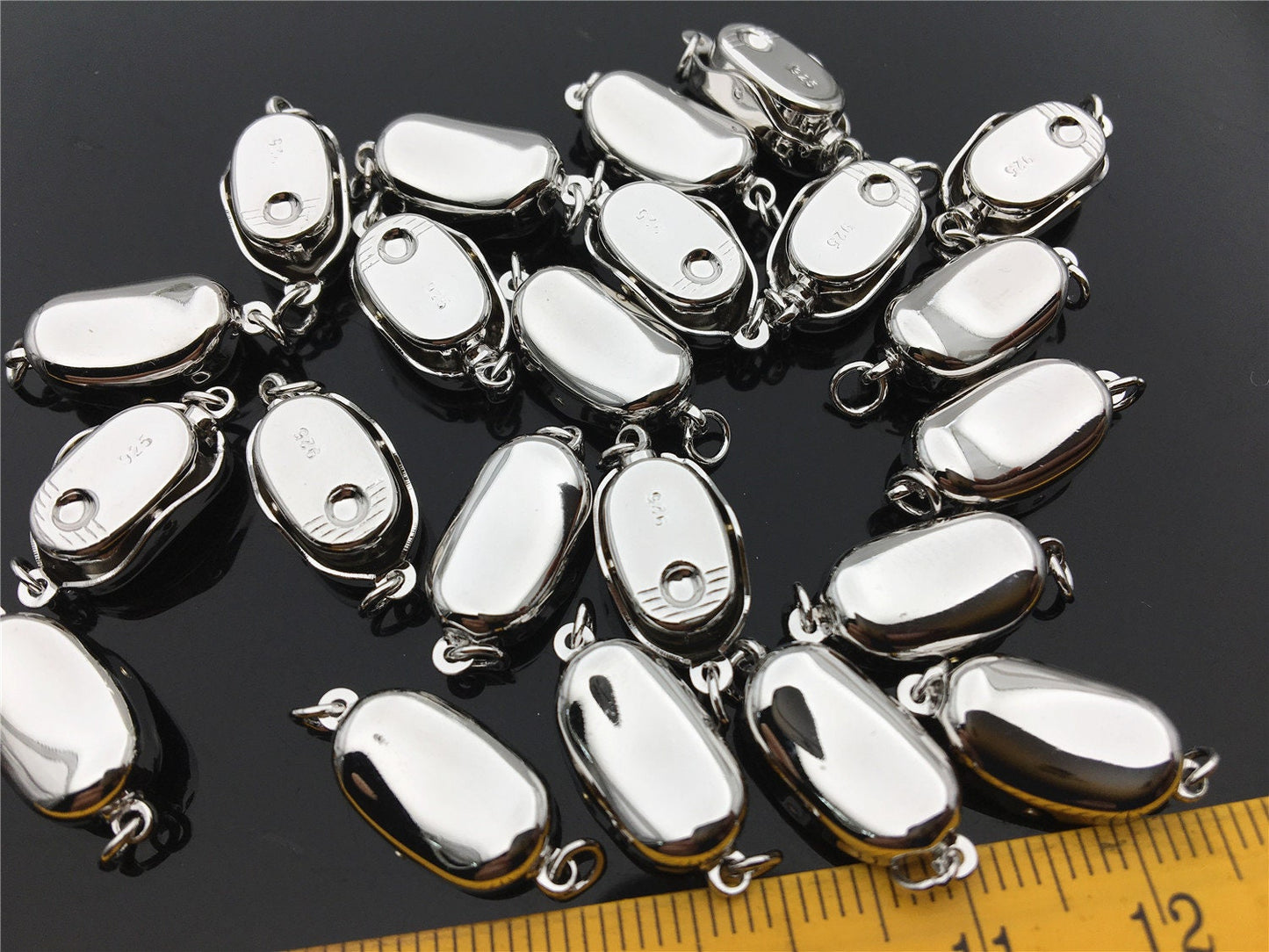 925 Sterling Silver or Alloy plated white gold Bean Shaped Clasp,Easy Push Clasp for pearl bracelet necklace,DIY clasp,ASL-CL-008