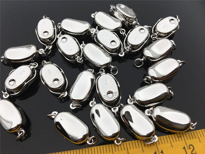 925 Sterling Silver or Alloy plated white gold Bean Shaped Clasp,Easy Push Clasp for pearl bracelet necklace,DIY clasp,ASL-CL-008