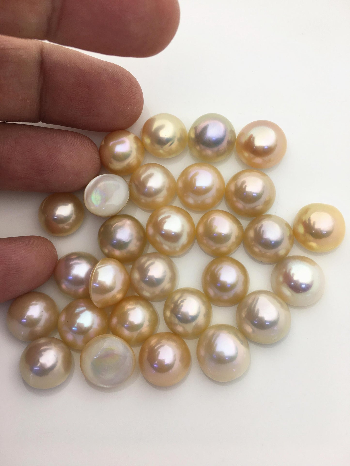 14pcs AAA 12-13mm Baroque Mabe Natural Light Orange Rainbow Freshwater Pearls,no hole,MB-T51