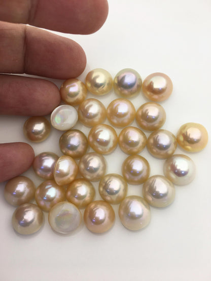 14pcs AAA 12-13mm Baroque Mabe Natural Light Orange Rainbow Freshwater Pearls,no hole,MB-T51