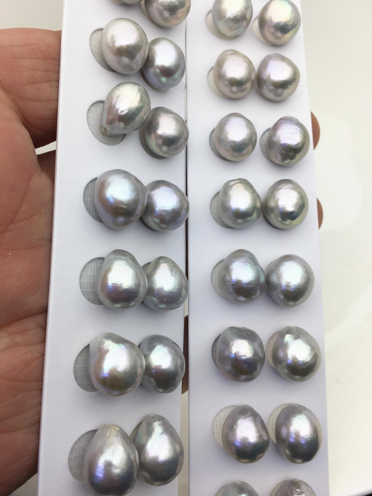 5pairs AAA 11-12mm Gray baroque drop edison freshwater pearl Pair,top half hole,ED11-3A-2-41